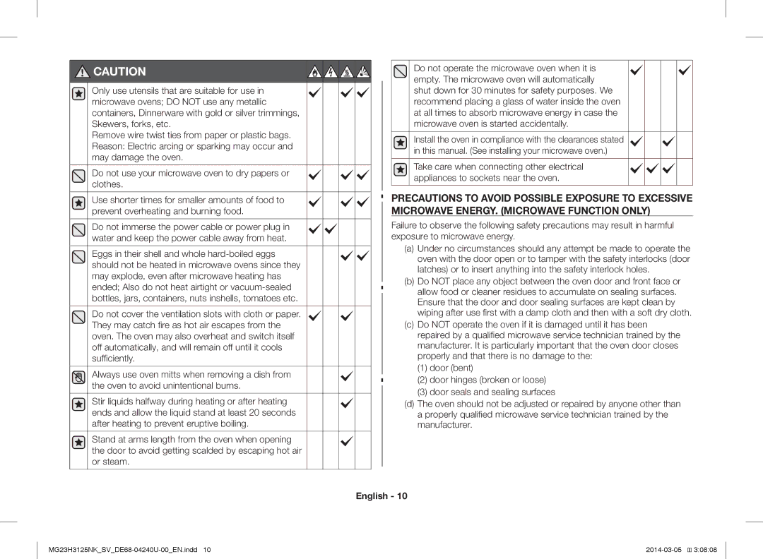 Samsung MG23H3125NK/SV manual English 