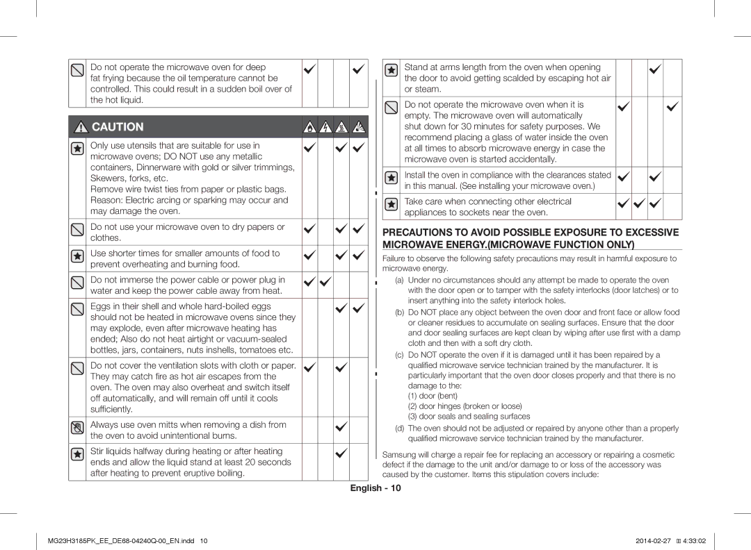 Samsung MG23H3185PK/EE manual English 