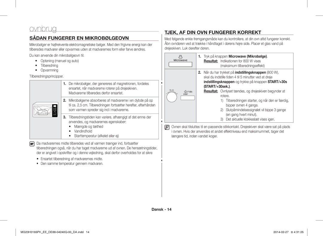 Samsung MG23H3185PW/EE manual Ovnbrug, Sådan Fungerer EN Mikrobølgeovn, TJEK, AF DIN OVN Fungerer Korrekt 