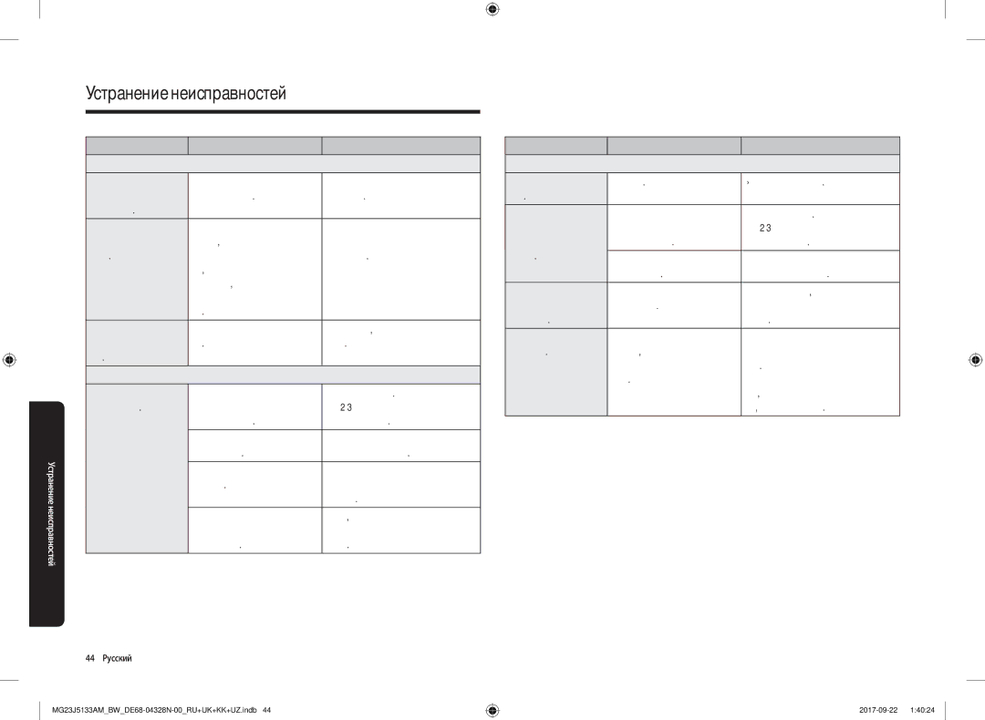 Samsung MG23J5133AM/BW manual 44 Русский 