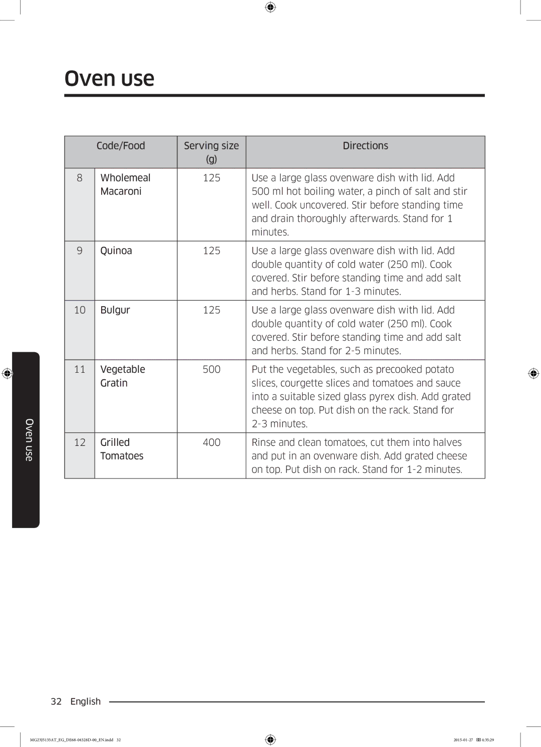 Samsung MG23J5133AT/EG manual Oven use 