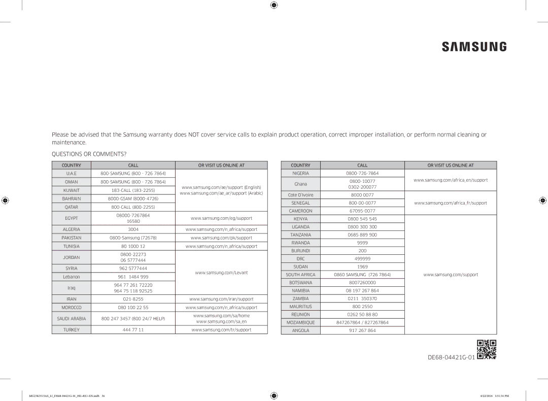 Samsung MG23K3515AS/LI manual Questions or COMMENTS? 