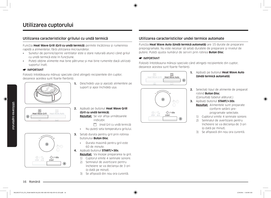 Samsung MG23K3575AS/EO Utilizarea caracteristicilor grilului cu undă termică, Rezultat Se vor afişa următoarele, Indicaţii 