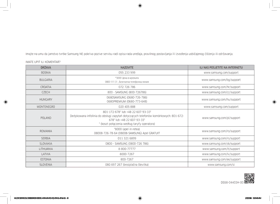 Samsung MG23K3575AS/EO manual 055 233, 072 726, 0680PREMIUM, 020 405 801-172-678* lub +48 22, 011 321, 800-77777, 8000-7267 