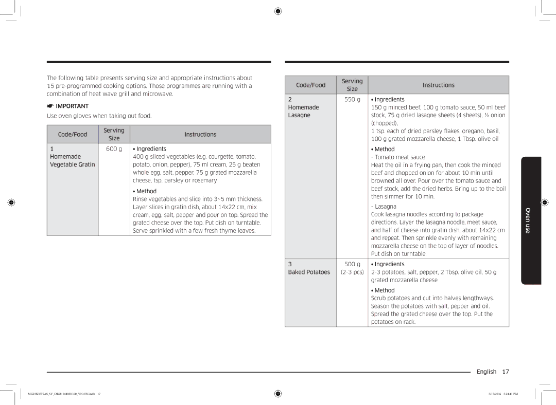 Samsung MG23K3575AS/SV manual Oven use 