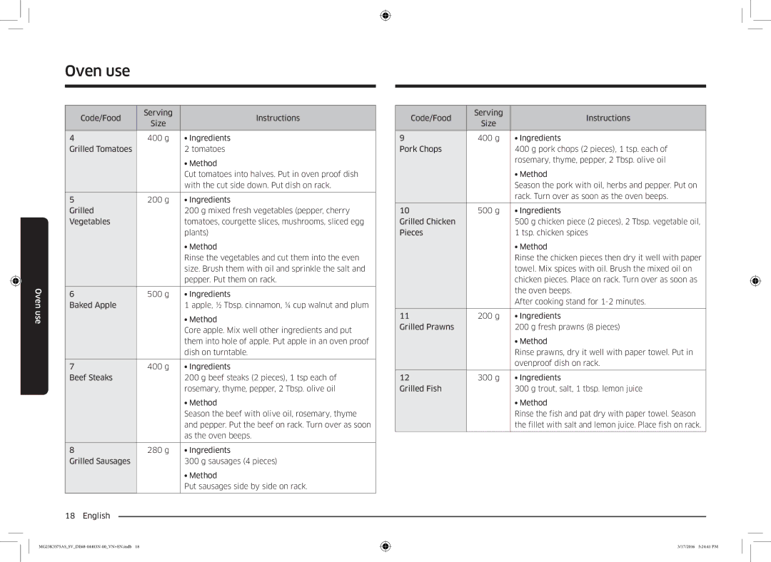 Samsung MG23K3575AS/SV manual Oven use 