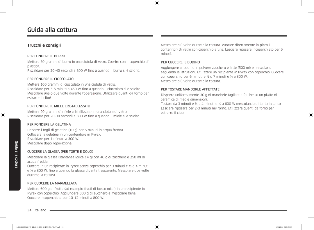 Samsung MG23K3585AS/SW manual Trucchi e consigli 