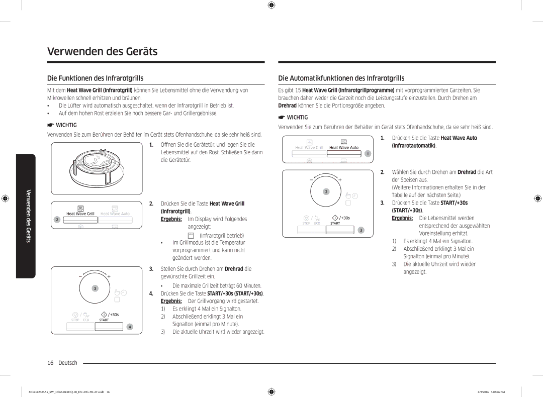 Samsung MG23K3585AS/SW Die Funktionen des Infrarotgrills, Die Automatikfunktionen des Infrarotgrills, Infrarotautomatik 