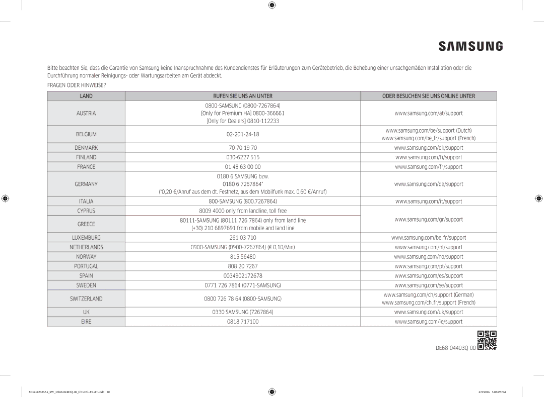 Samsung MG23K3585AS/SW manual 02-201-24-18 