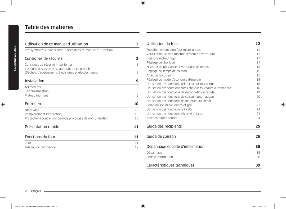 Samsung MG23K3585AS/SW manual Utilisation de ce manuel dutilisation, Consignes de sécurité, Entretien, Utilisation du four 