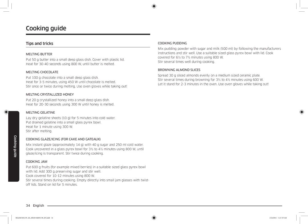 Samsung MG23K3585AW/EE manual Tips and tricks 