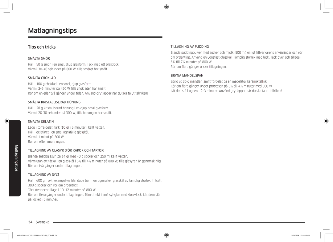 Samsung MG23K3585AW/EE manual Tips och tricks 