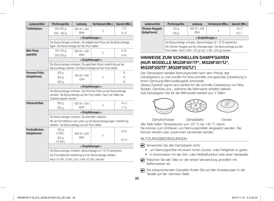 Samsung MG28F301TJS/EG manual Nutzungsbedingungen 