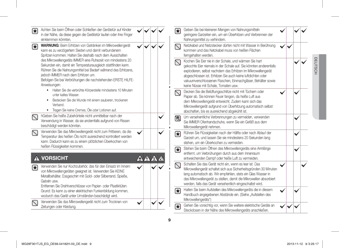 Samsung MG28F301TJS/EG manual Vorsicht 