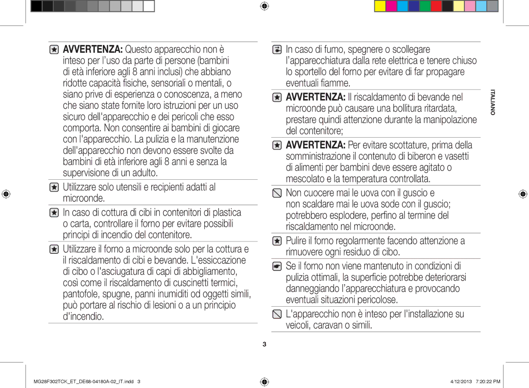 Samsung MG28F302TCK/ET, MG28F302TJS/ET manual Utilizzare solo utensili e recipienti adatti al microonde 