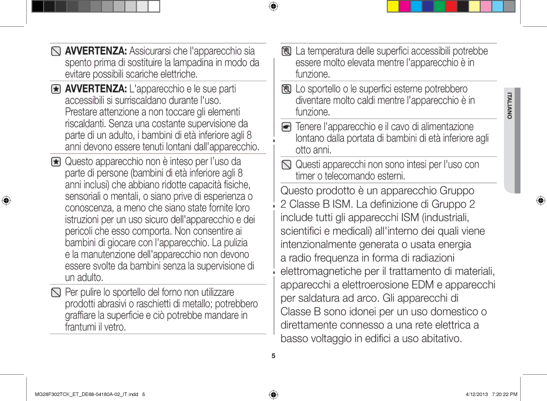 Samsung MG28F302TCK/ET, MG28F302TJS/ET manual Avvertenza Lapparecchio e le sue parti 