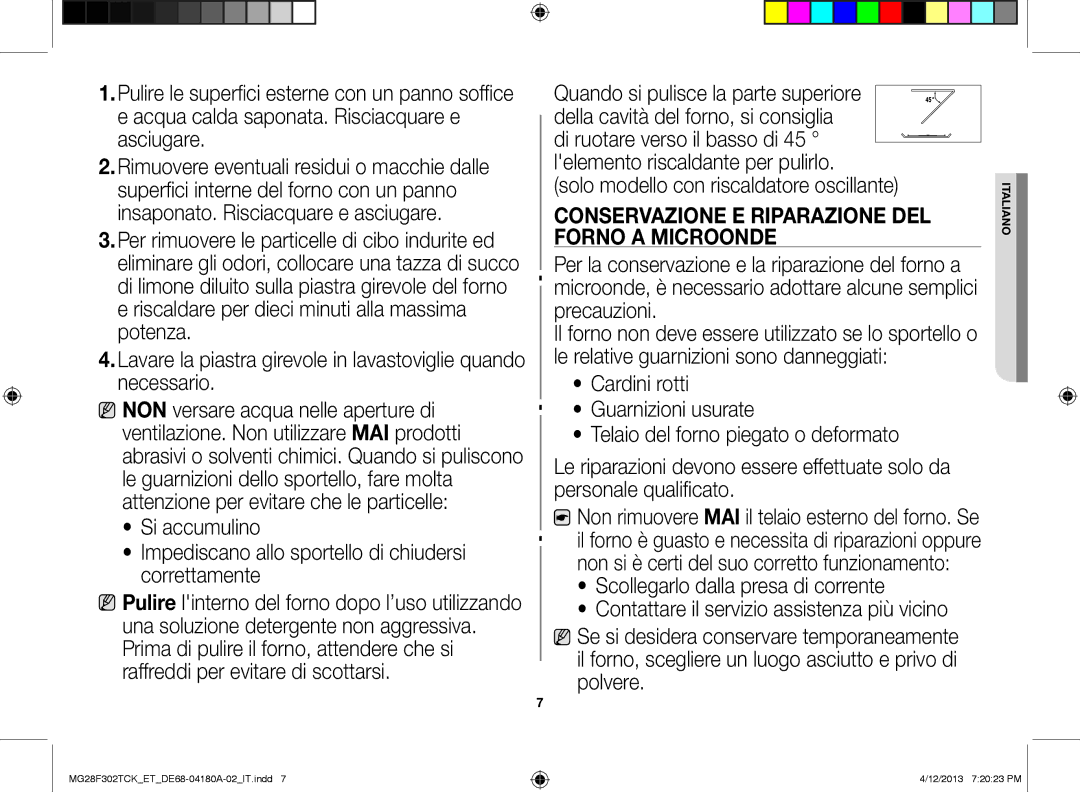 Samsung MG28F302TCK/ET, MG28F302TJS/ET manual Conservazione e riparazione del 