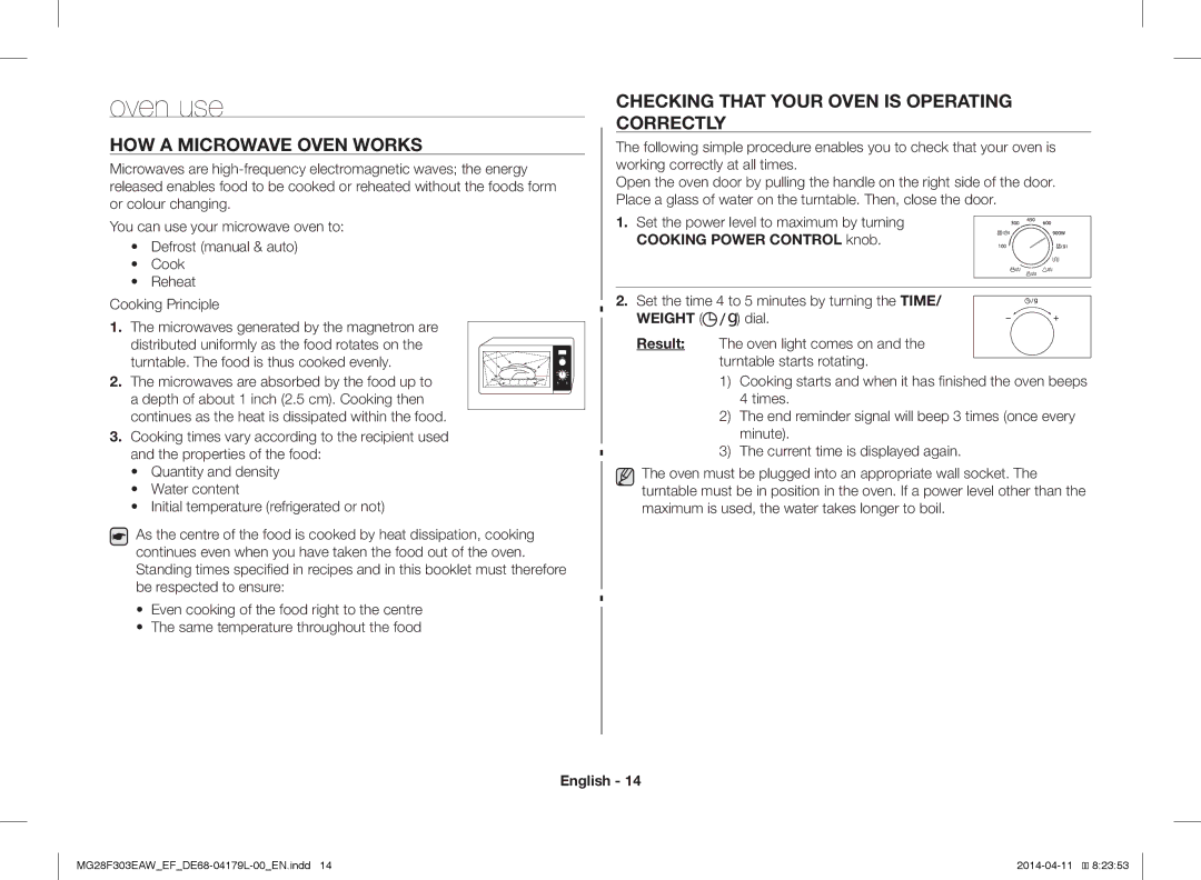 Samsung MG28F303EAW/EF manual Oven use, HOW a Microwave Oven Works, Checking That Your Oven is Operating Correctly 