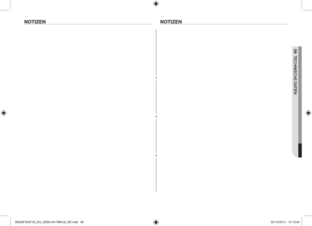 Samsung MG28F303TFS/EG, MG28F303TCS/EG manual Notizen 