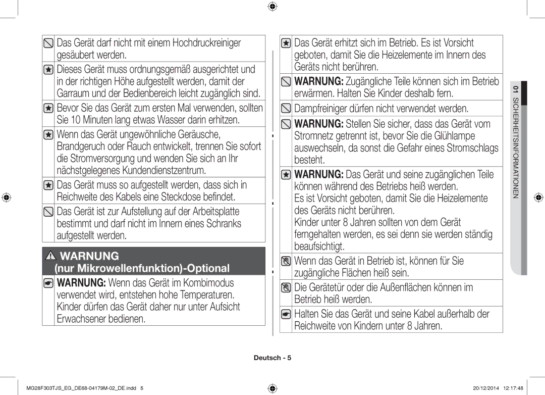 Samsung MG28F303TFS/EG, MG28F303TCS/EG manual Warnung 