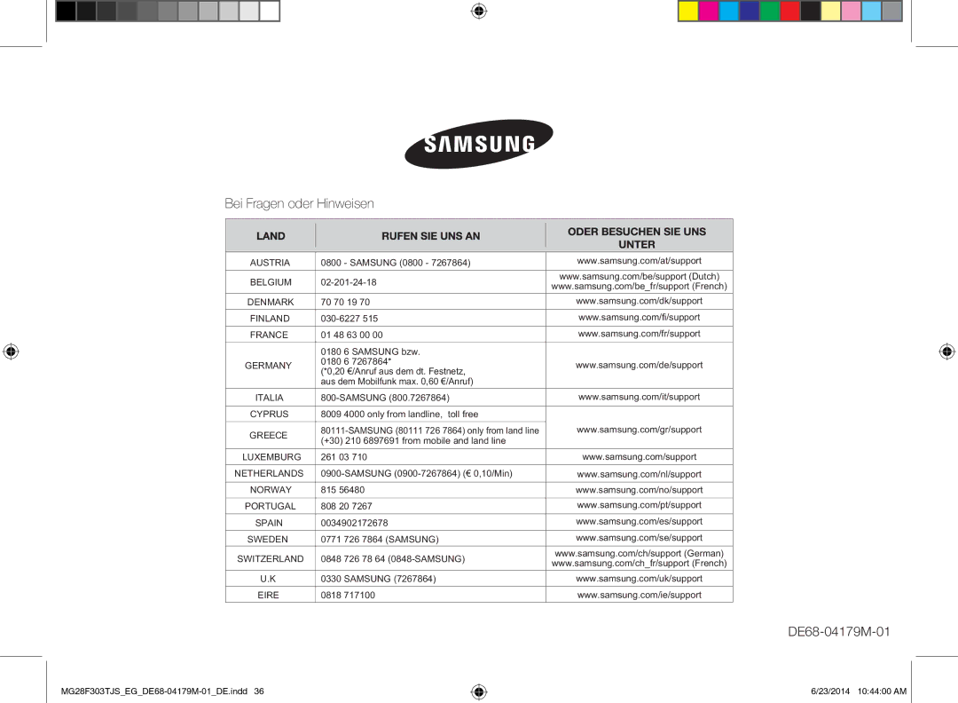 Samsung MG28F303TJS/EG manual DE68-04179M-01 