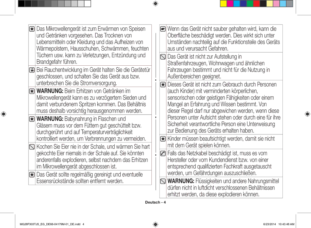 Samsung MG28F303TJS/EG manual Deutsch 