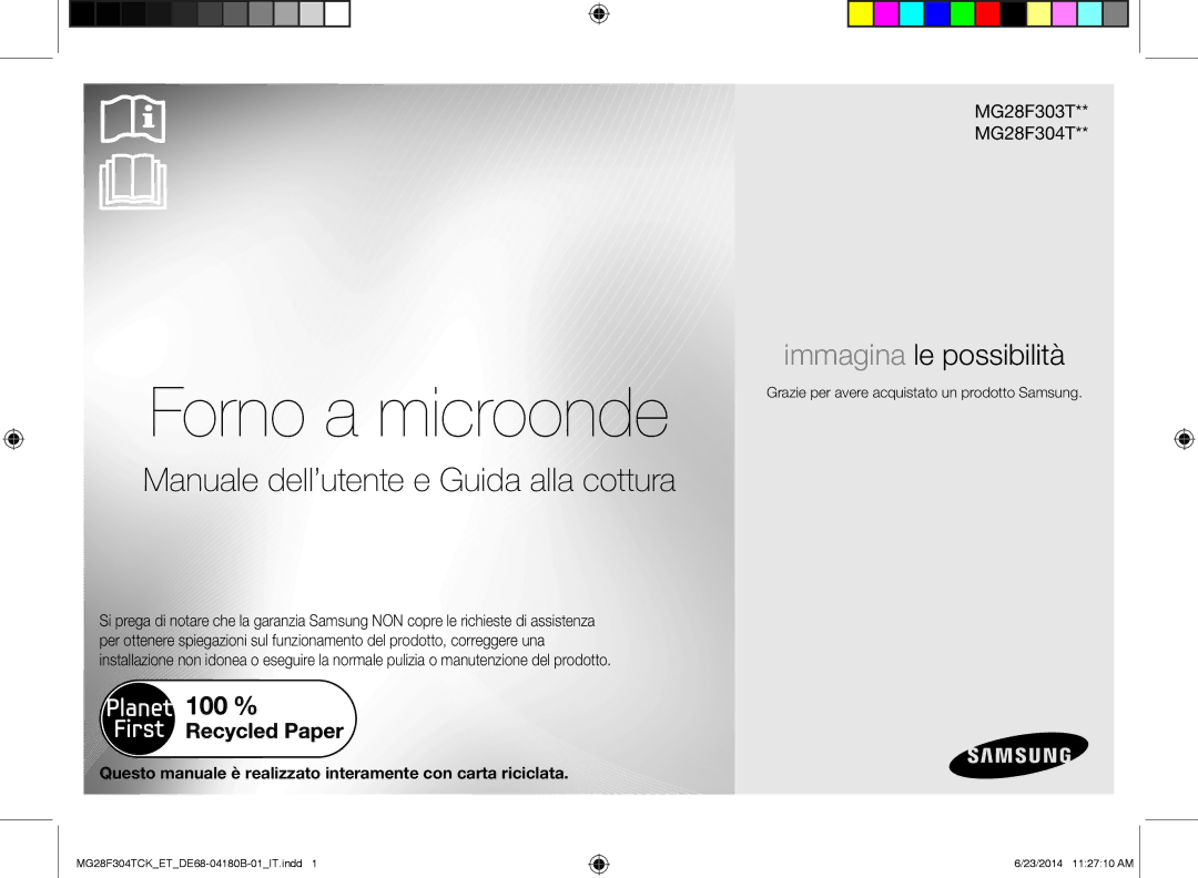 Samsung MG28F304TCK/ET, MG28F304TJS/ET manual Forno a microonde, Grazie per avere acquistato un prodotto Samsung 