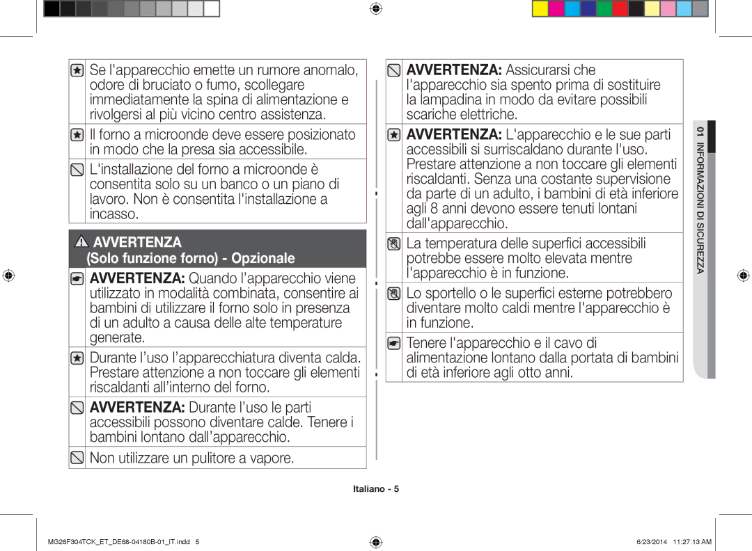 Samsung MG28F304TCK/ET, MG28F304TJS/ET manual Avvertenza 