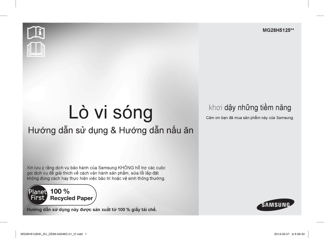 Samsung MG28H5125NK/SV manual Lò vi sóng, Cảm ơn bạn đã mua sản phẩm này của Samsung 