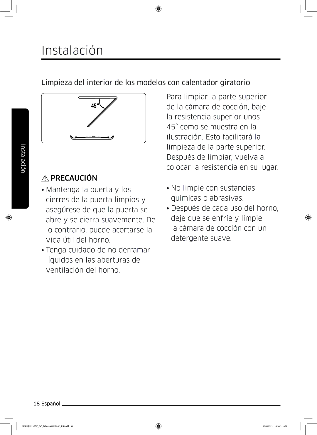 Samsung MG28J5215AB/EC manual Precaución 