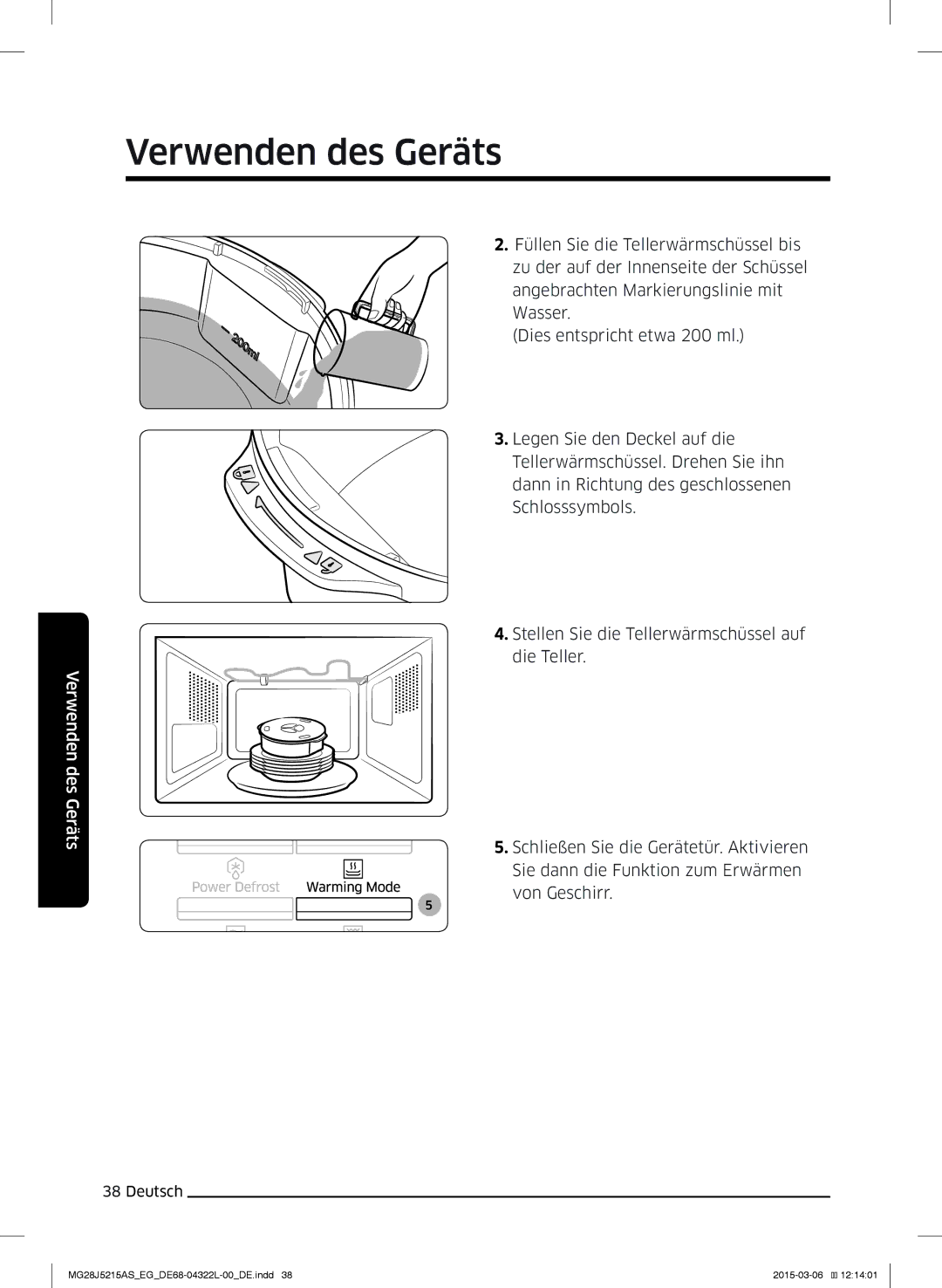 Samsung MG28J5215AB/EF, MG28J5215AB/EG manual Verwenden des Geräts 