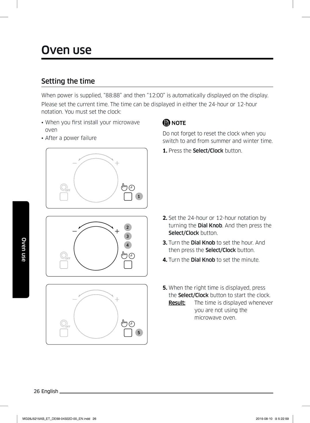 Samsung MG28J5215AB/ET manual Setting the time 