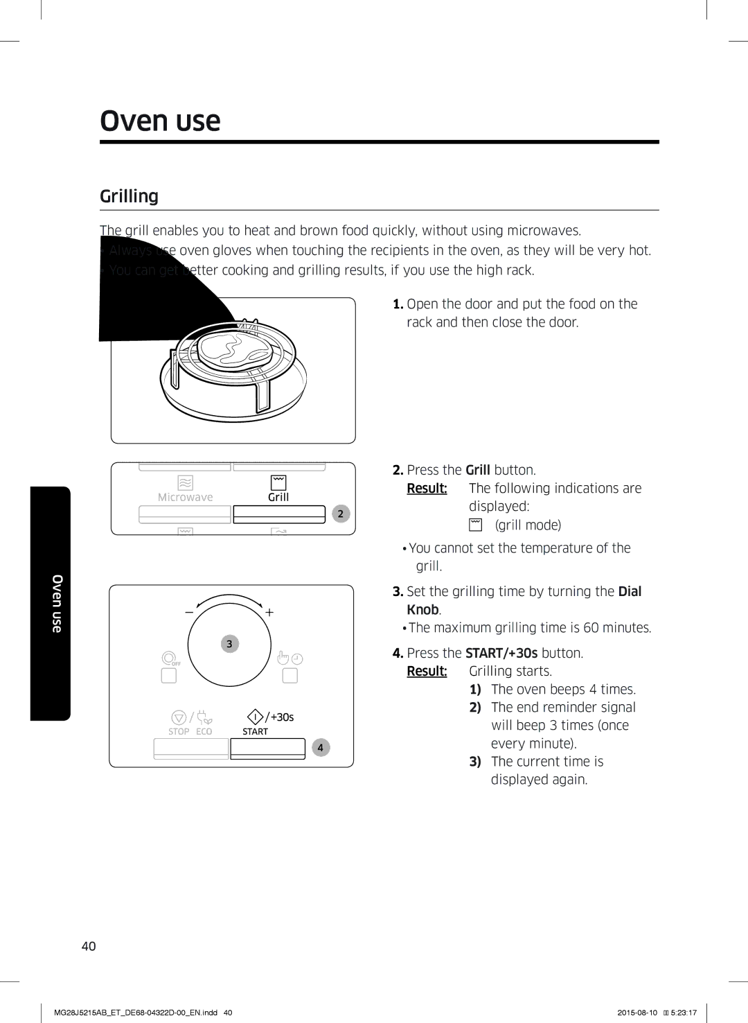 Samsung MG28J5215AB/ET manual Grilling 