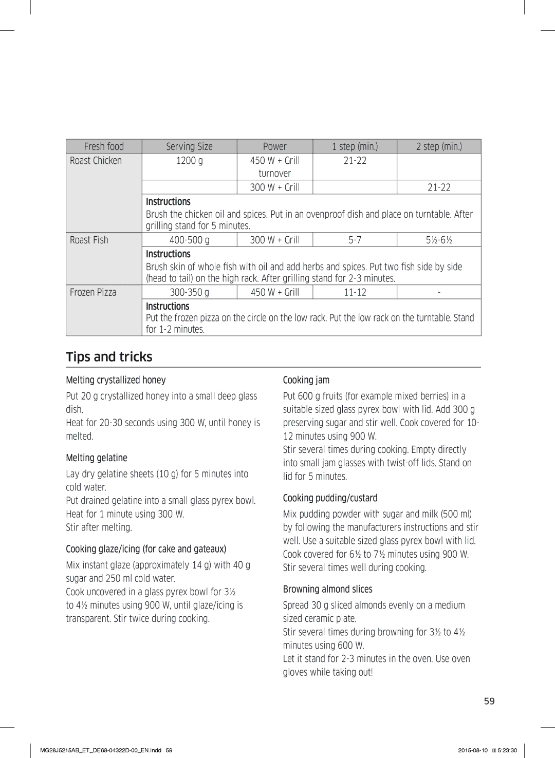 Samsung MG28J5215AB/ET manual Tips and tricks 