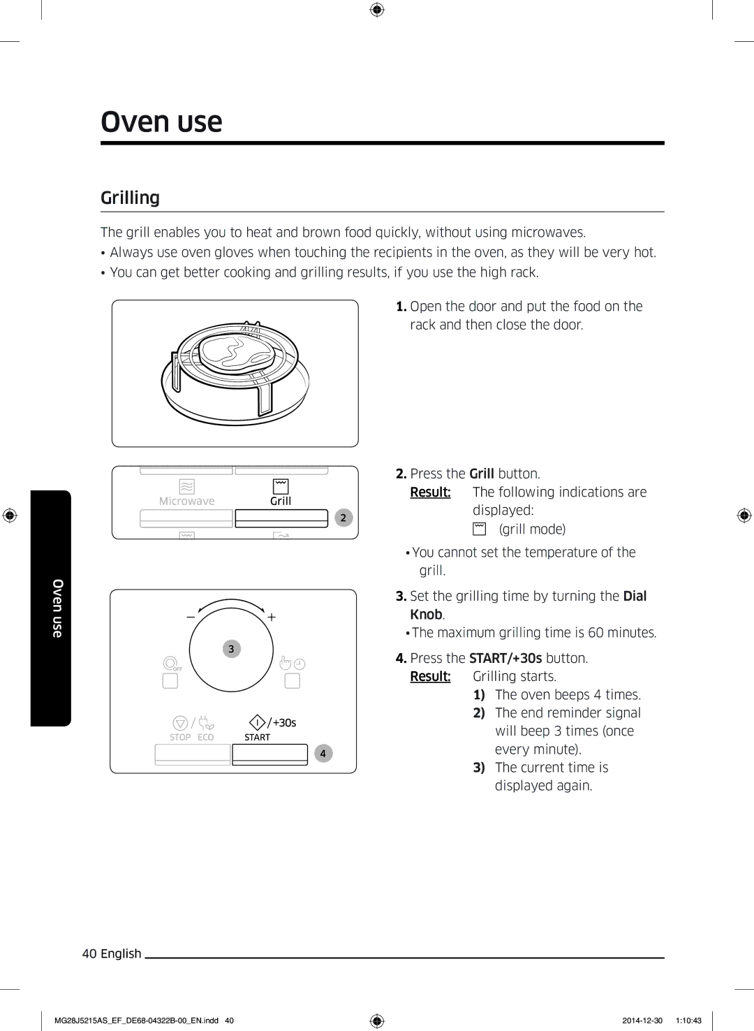 Samsung MG28J5215AB/EG, MG28J5215AS/EG, MG28J5215AB/EF, MG28J5215AW/EF, MG28J5215AS/EF manual Grilling 