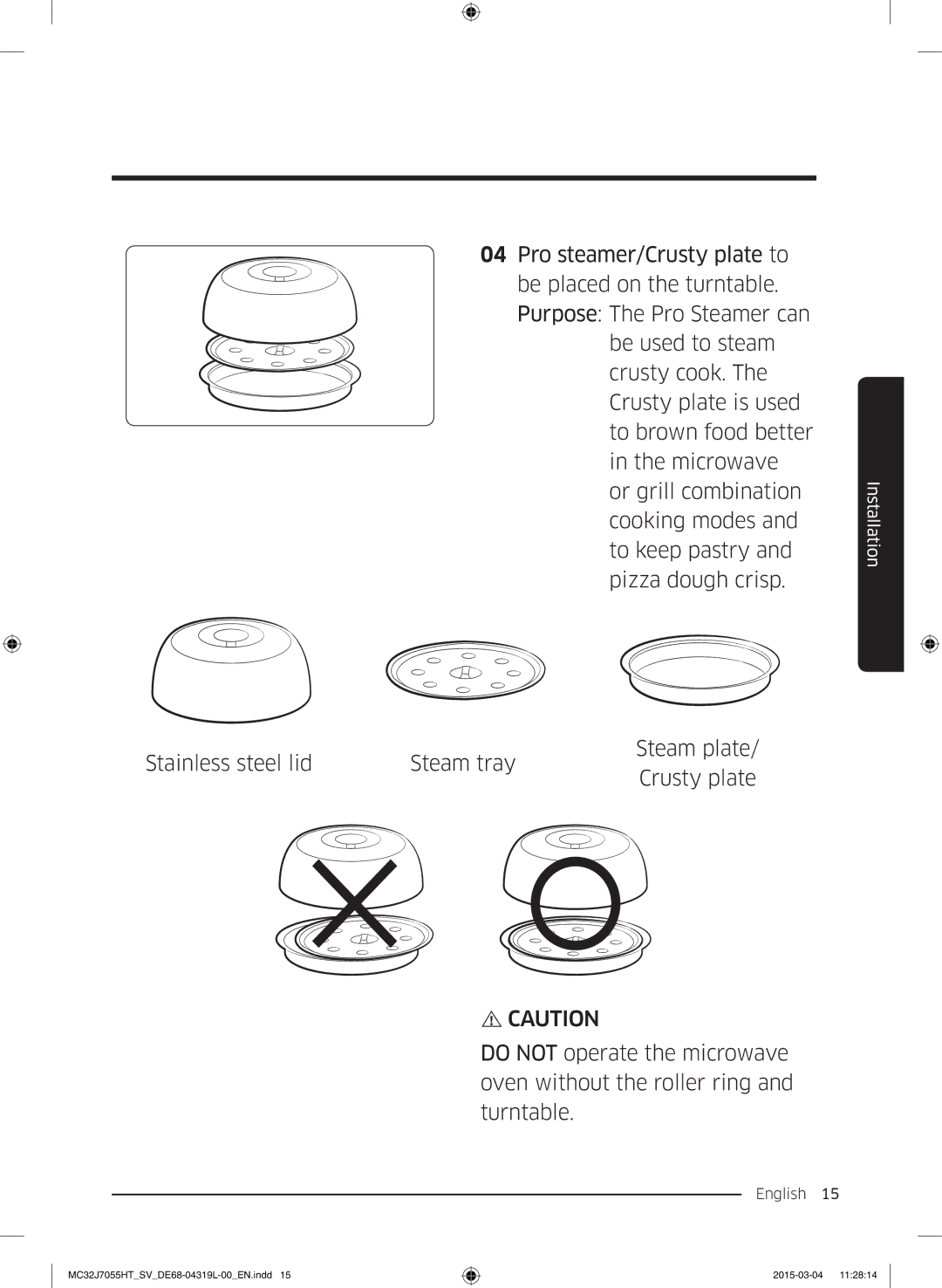 Samsung MC32J7055HT/SV, MG28J5255US/SV manual Installation 