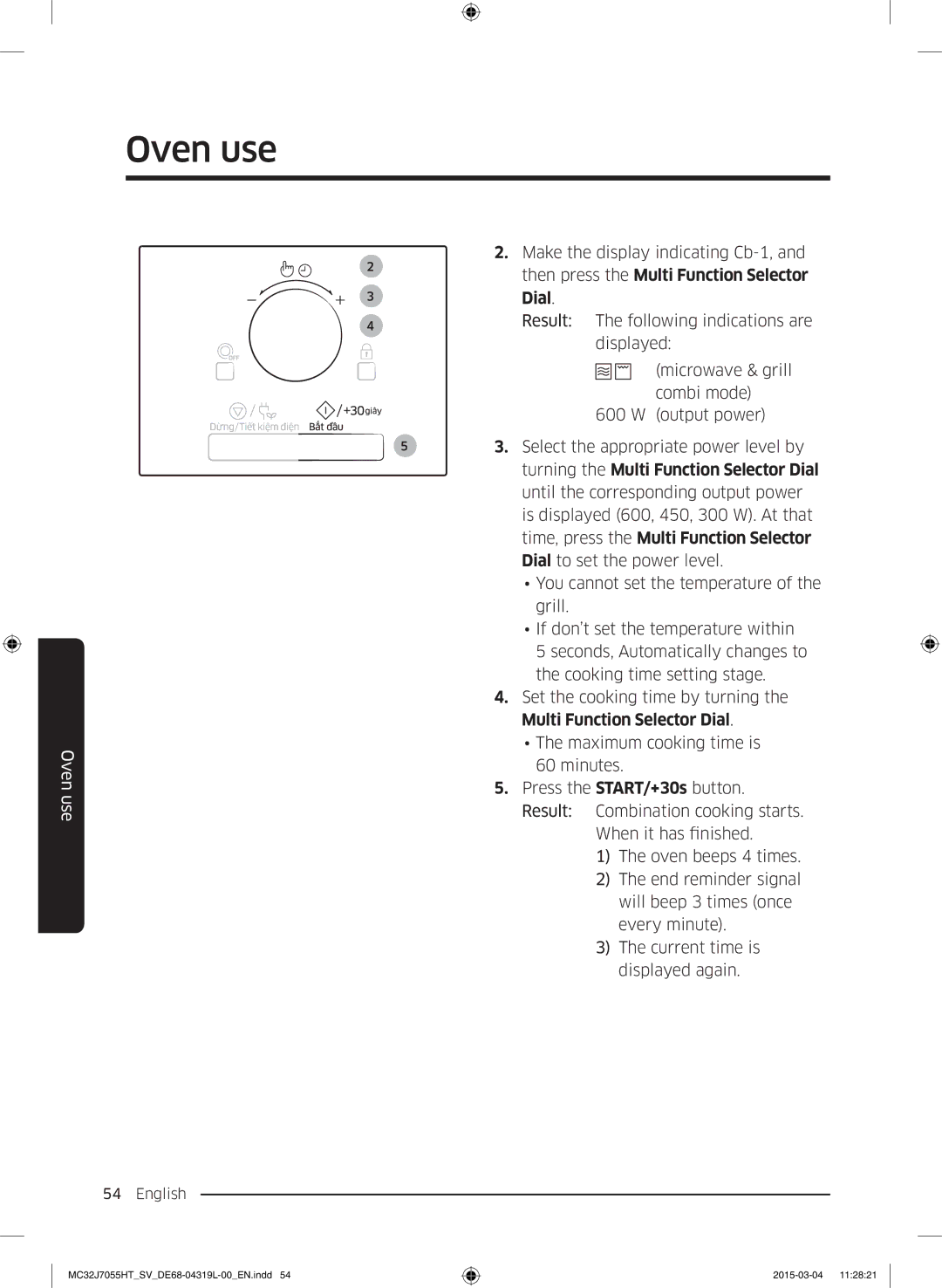 Samsung MG28J5255US/SV, MC32J7055HT/SV manual Oven use 