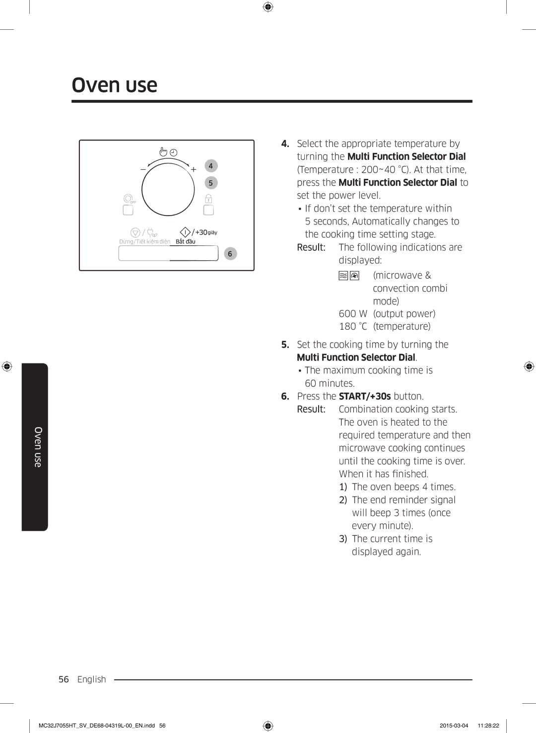 Samsung MG28J5255US/SV, MC32J7055HT/SV manual Oven use 