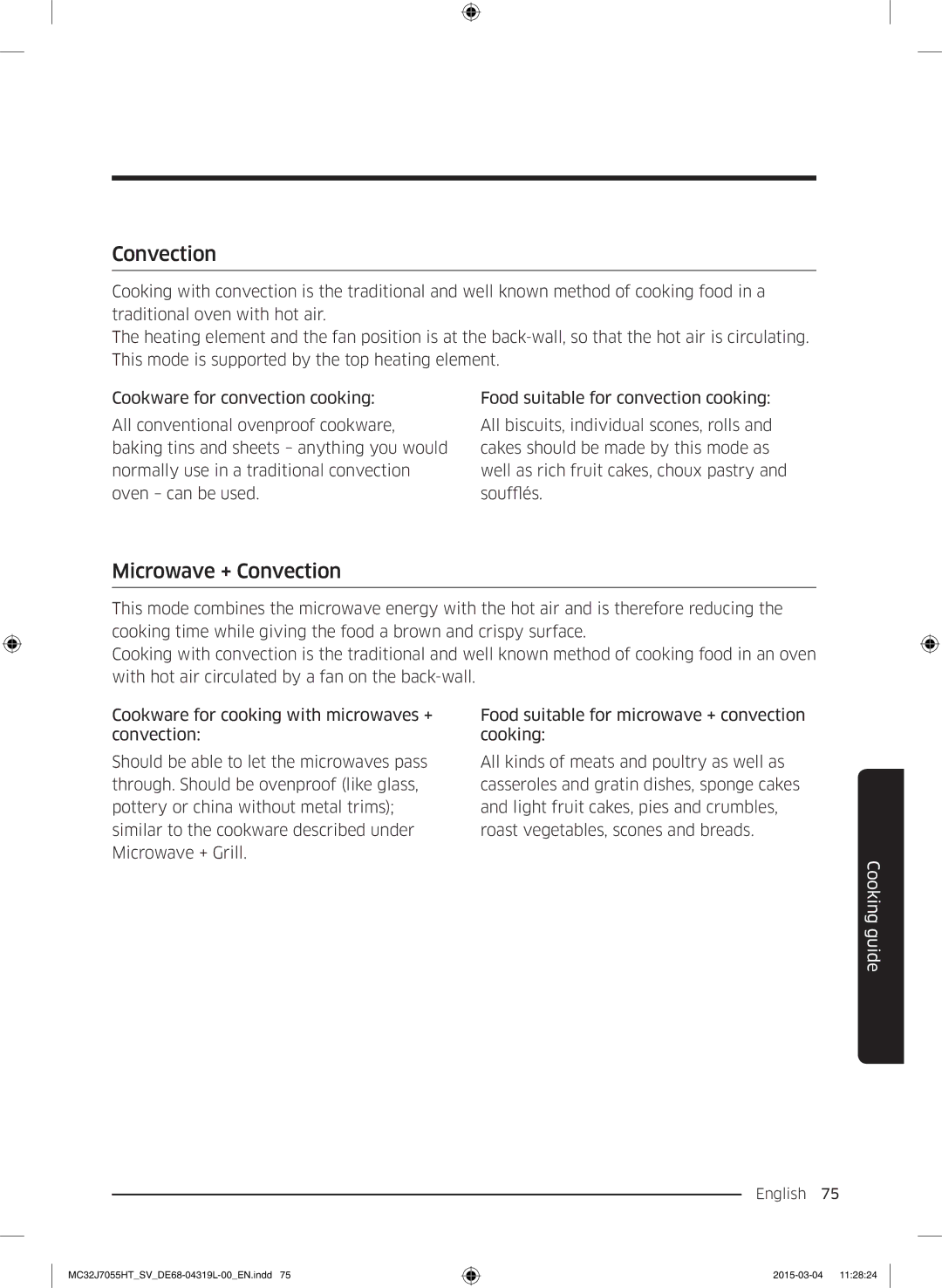 Samsung MC32J7055HT/SV, MG28J5255US/SV manual Microwave + Convection 