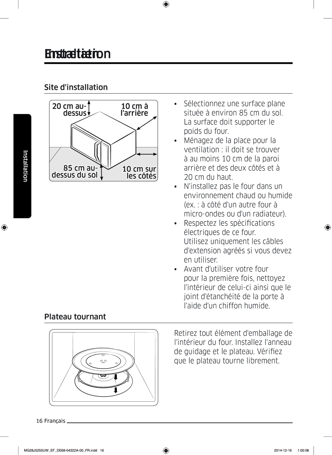 Samsung MG28J5255UW/EF manual EntretienInstallation 