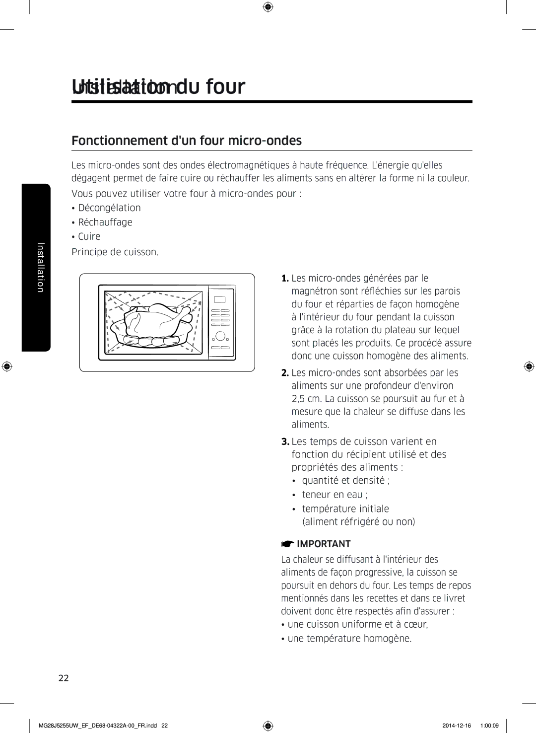 Samsung MG28J5255UW/EF manual Utilisation du four, Fonctionnement dun four micro-ondes 