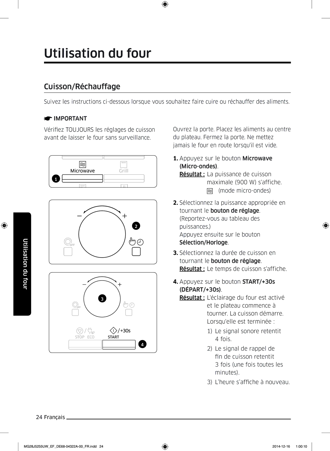 Samsung MG28J5255UW/EF manual Cuisson/Réchauffage 