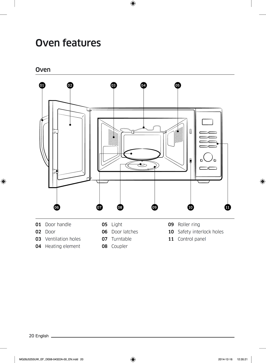 Samsung MG28J5255UW/EF manual Oven features 