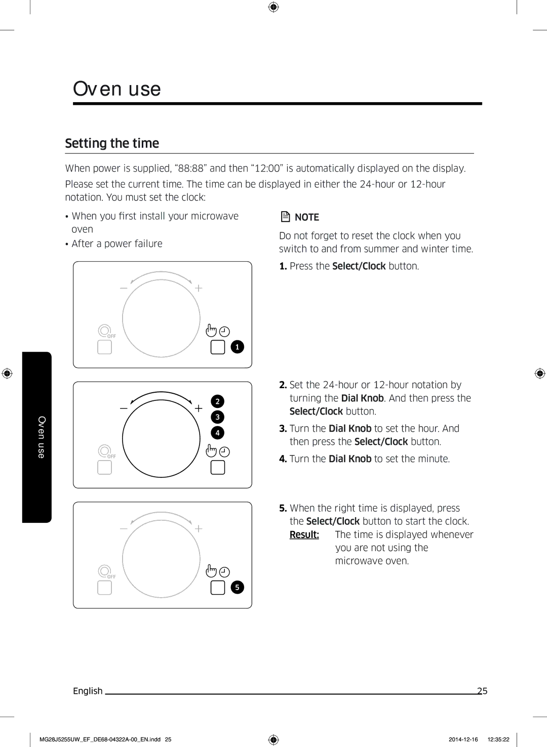 Samsung MG28J5255UW/EF manual Setting the time 