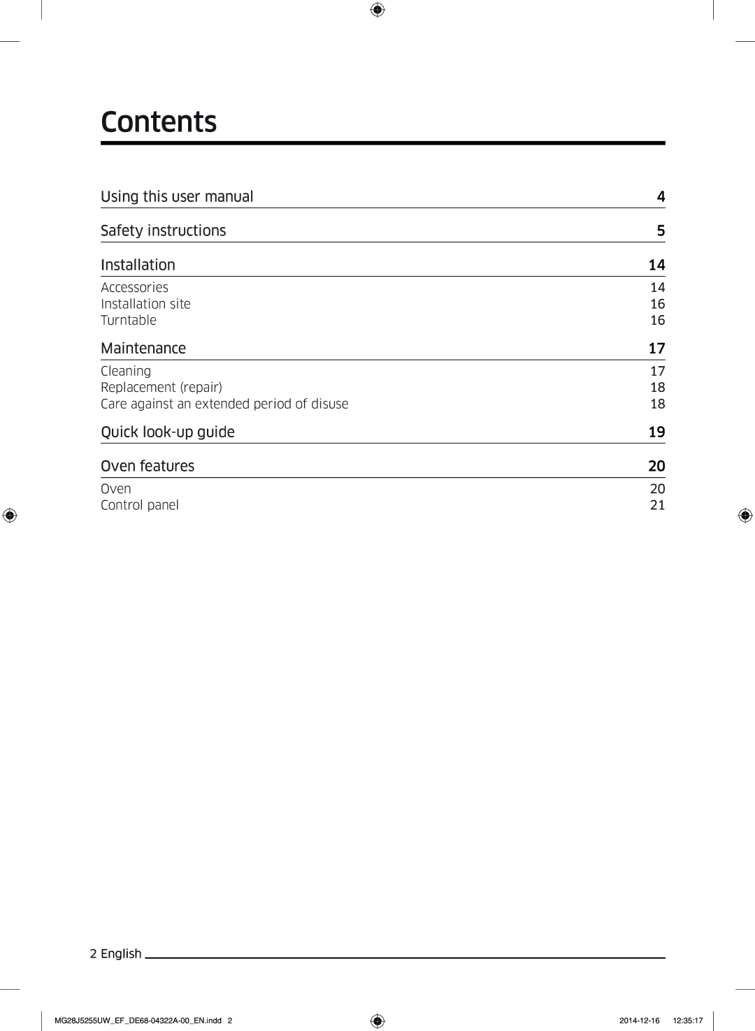 Samsung MG28J5255UW/EF manual Contents 