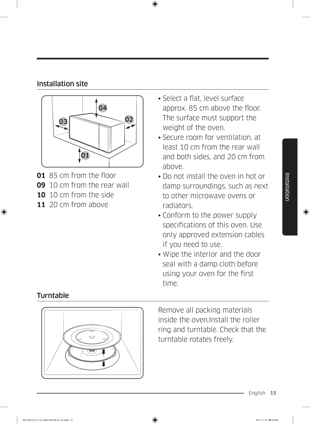 Samsung MG32J5133AT/ZA manual Select a flat, level surface 