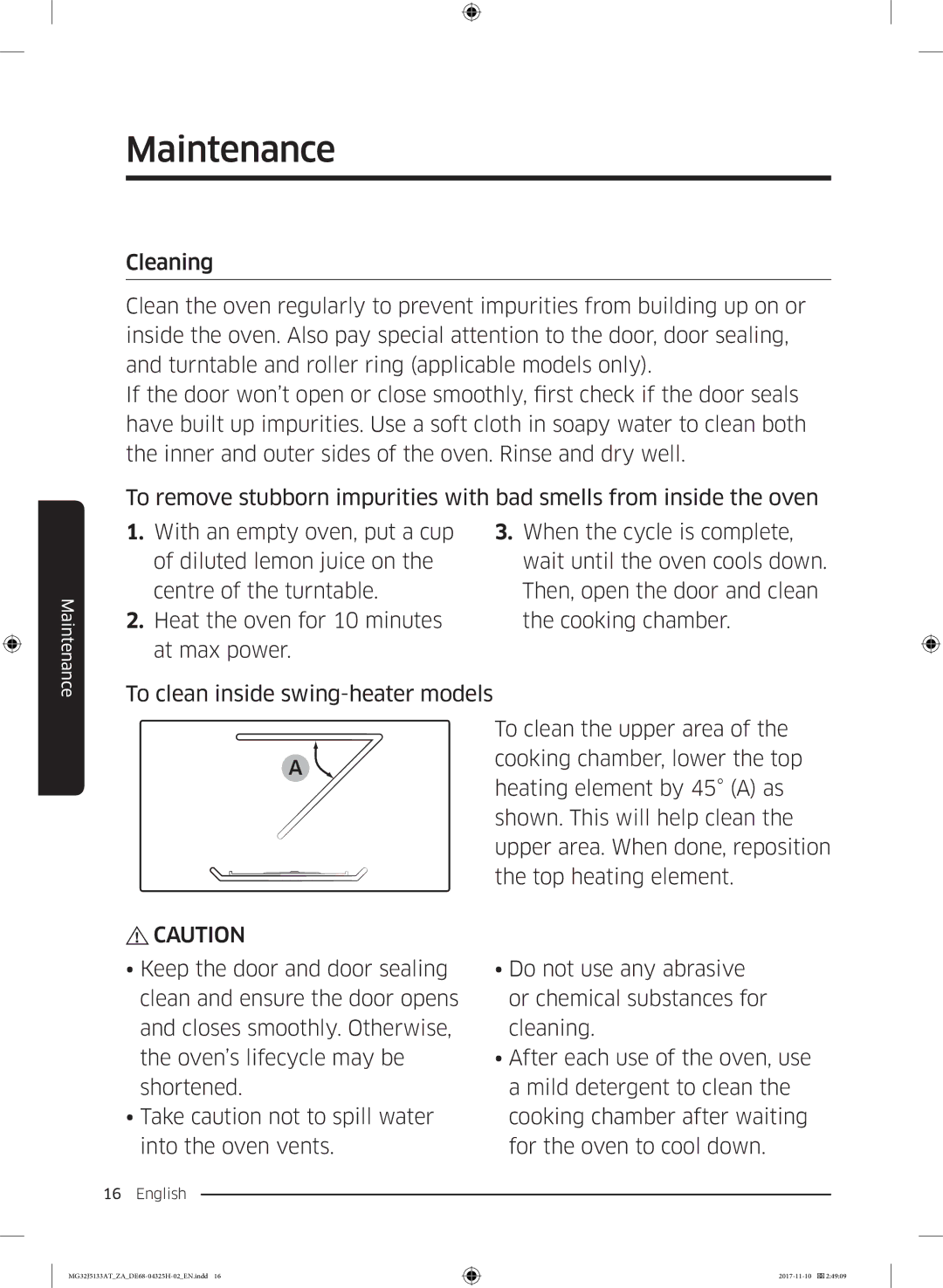 Samsung MG32J5133AT/ZA manual Maintenance 