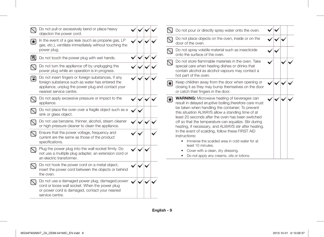 Samsung MG34F602MAT/YA, MG34F602MAT/ZA manual English 