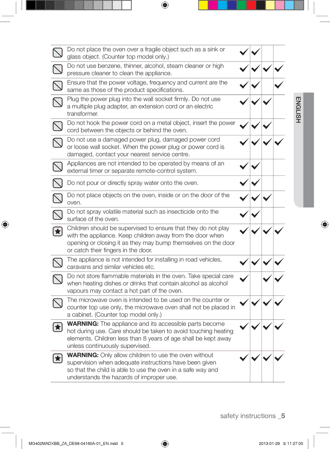 Samsung MG402MADXBB/SG, MG402MADXBB/YA, MG402MADXBB/ZA manual English 