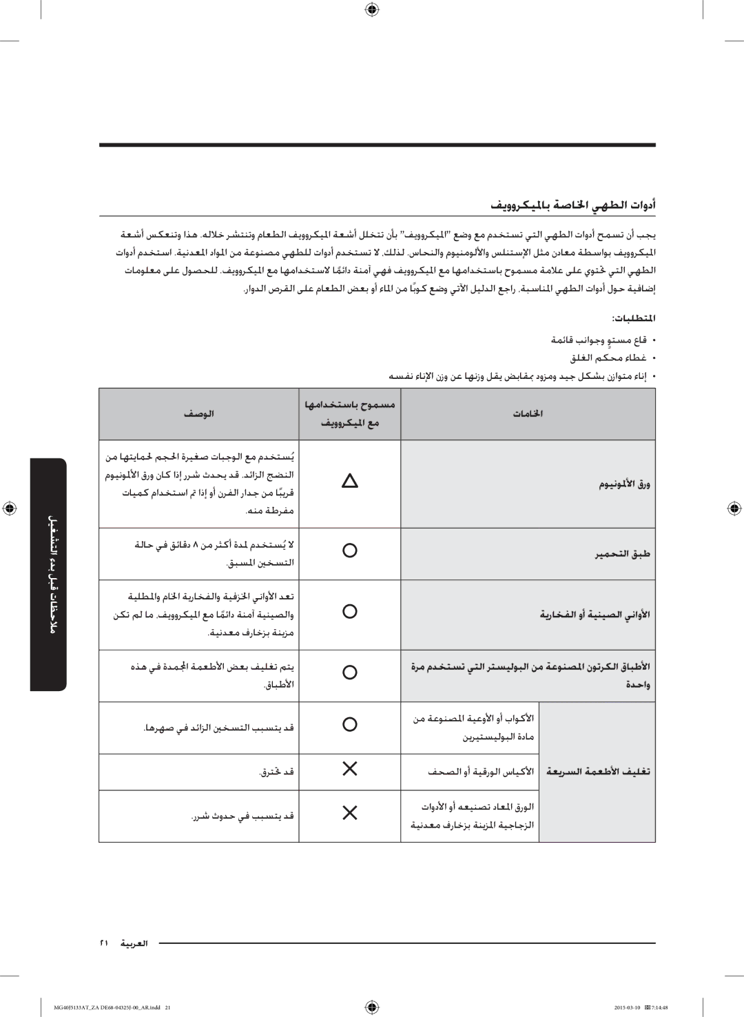 Samsung MG40J5133AT/ZA manual فيووركيلماب ةصالخا يهطلا تاودأ 